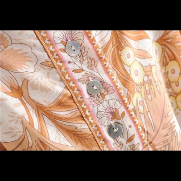 Boho Gypsy Jungle Floral Mini Dress Babydoll Tunic hippie free spirit bohemian - Picture 10 of 12